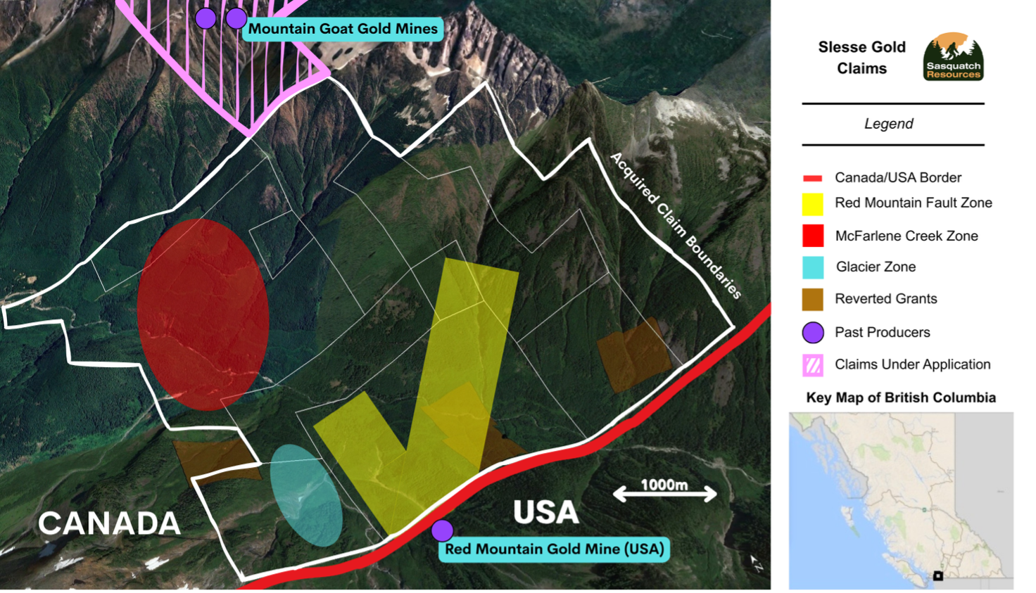 Figure 1. Slesse Gold Claims Sampling Areas