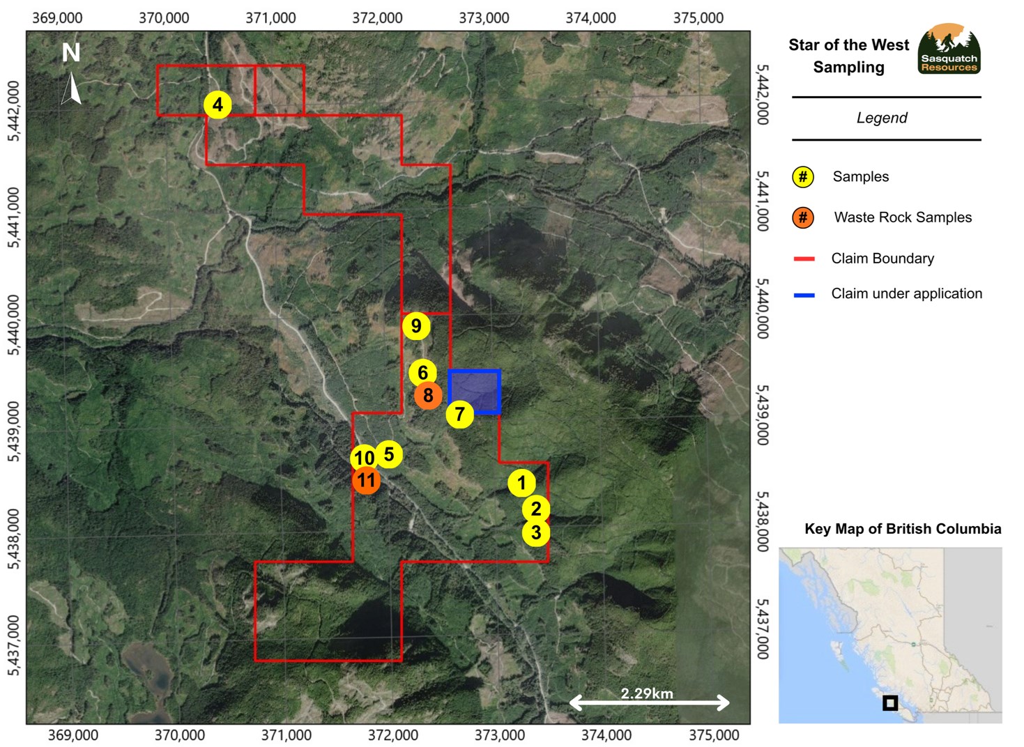 Map 4 – Star of the West sampling locations