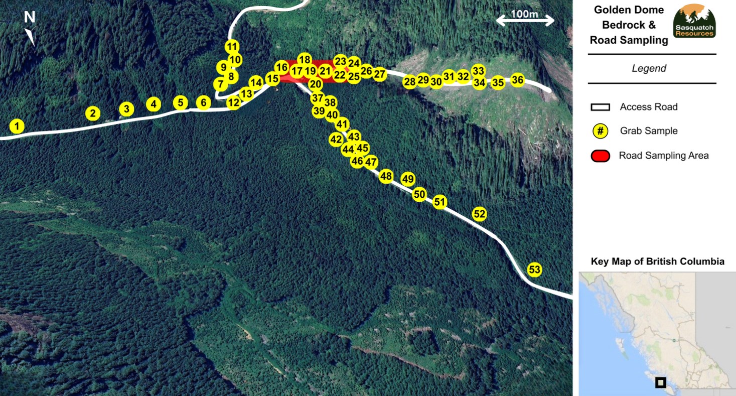Map 6 – Sample locations and road sampling area from Golden Dome