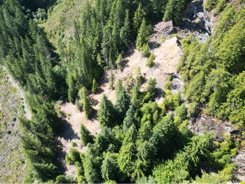 Photograph 4 – overhead view of a portion of the waste-rock pile at Blue Grouse