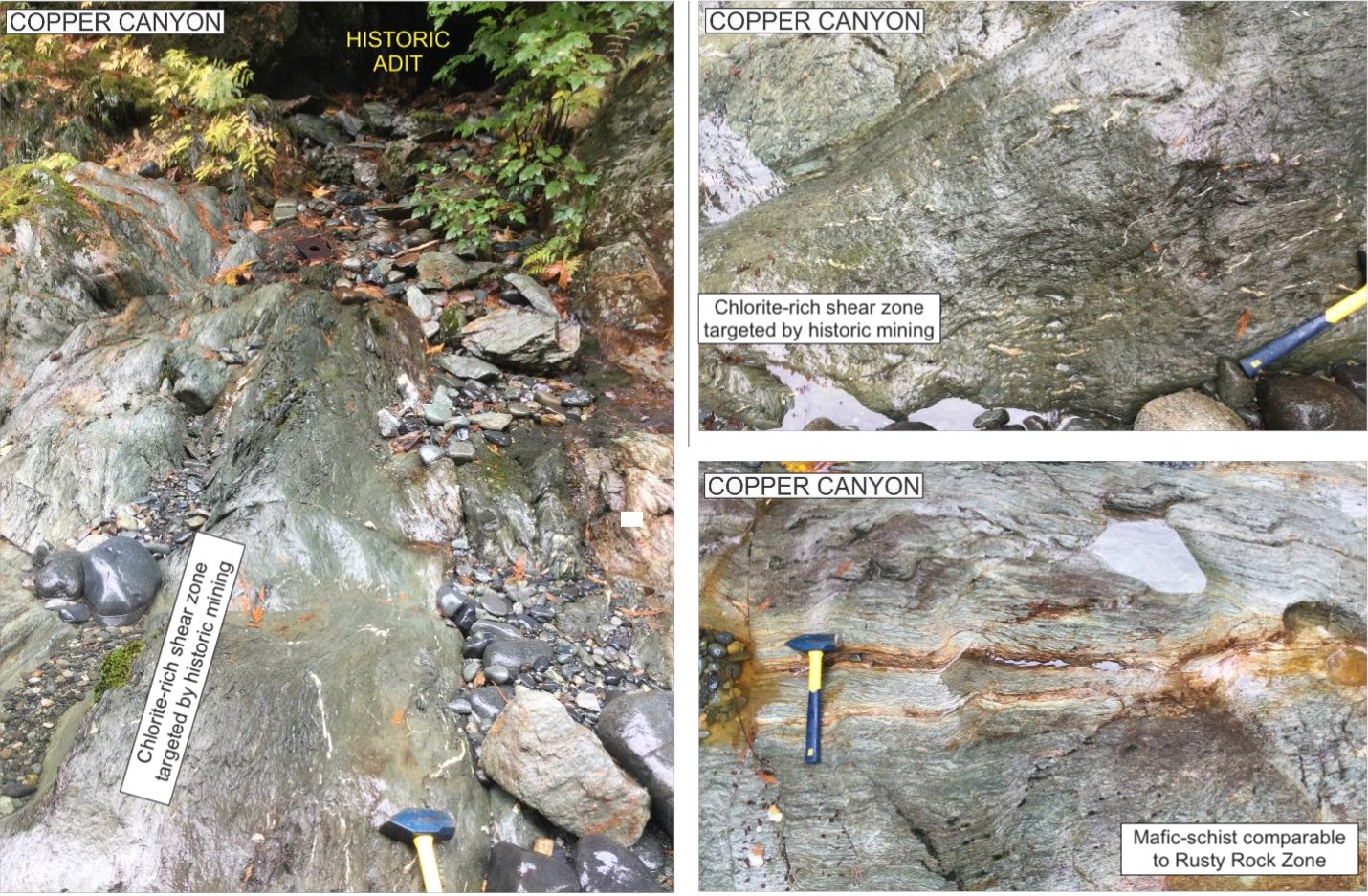 Figure 2(a) – Images showing extensive exposed geology at Copper Canyon